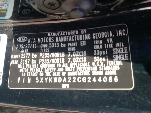 Photo 10 from auction – 2012 KIA SORENTO SX with VIN 5XYKWDA22CG244066