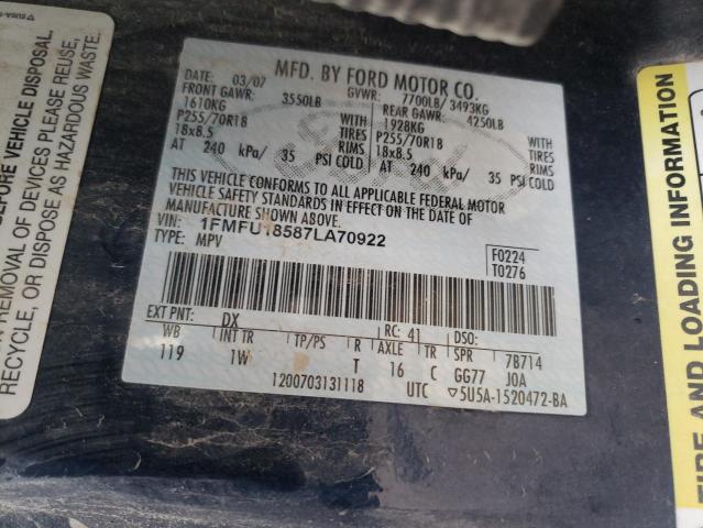 Photo 10 from auction – 2007 FORD EXPEDITION with VIN 1FMFU18587LA70922