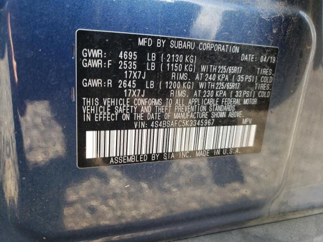 Photo 10 from auction – 2019 SUBARU OUTBACK 2. with VIN 4S4BSAFC5K3345967