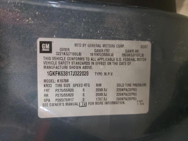 Photo 10 from auction – 2007 GMC YUKON DENA with VIN 1GKFK63817J322020