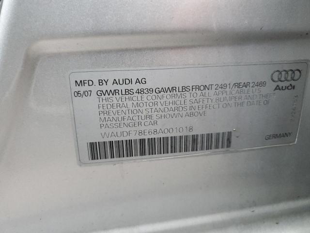 Photo 10 from auction – 2008 AUDI A4 with VIN WAUDF78E68A001018