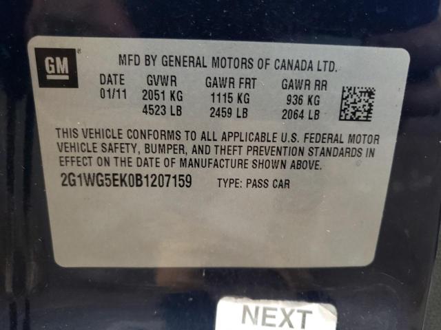 Photo 10 from auction – 2011 CHEVROLET IMPALA LT with VIN 2G1WG5EK0B1207159