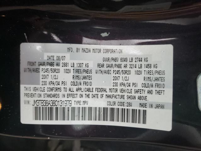Photo 10 from auction – 2008 MAZDA CX-9 with VIN JM3TB38A380131979