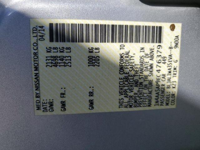 Photo 10 from auction – 2014 NISSAN MAXIMA S with VIN 1N4AA5AP9EC476379