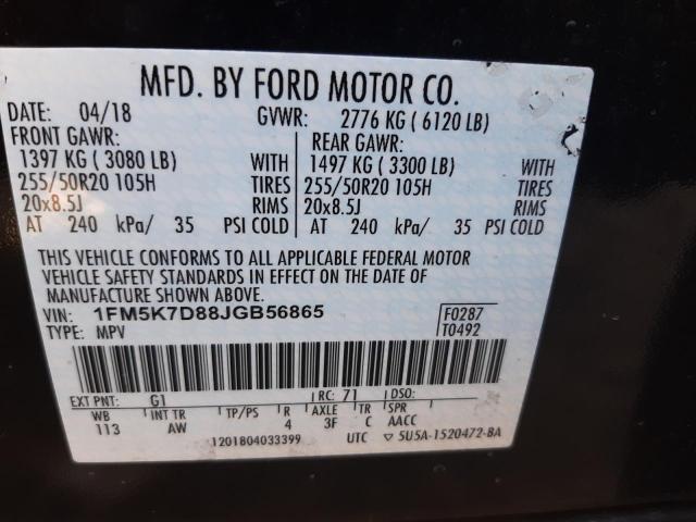 Photo 10 from auction – 2018 FORD EXPLORER X with VIN 1FM5K7D88JGB56865
