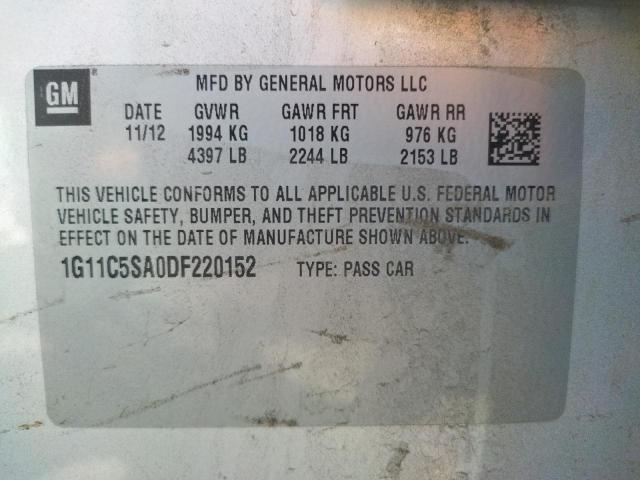Photo 10 from auction – 2013 CHEVROLET MALIBU 1LT with VIN 1G11C5SA0DF220152