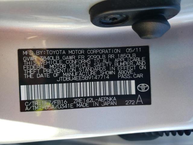 Photo 10 from auction – 2011 TOYOTA COROLLA BA with VIN JTDBU4EE5B9147714