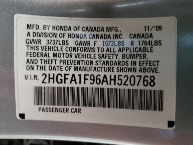Photo 10 from auction – 2010 HONDA CIVIC EXL with VIN 2HGFA1F96AH520768