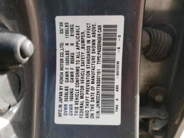 Photo 10 from auction – 2010 HONDA INSIGHT EX with VIN JHMZE2H77AS007151