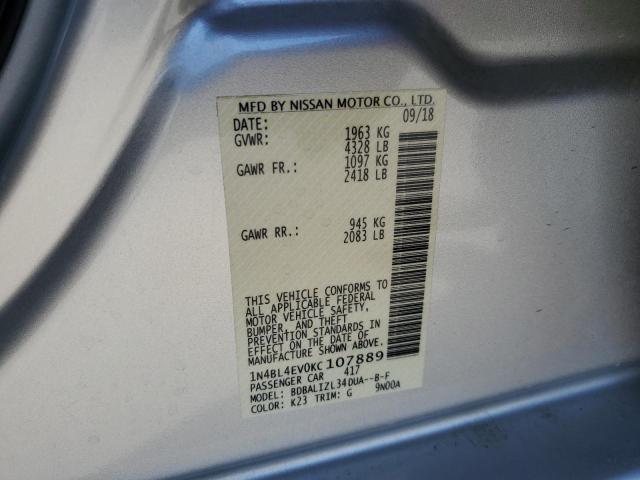 Photo 10 from auction – 2019 NISSAN ALTIMA SL with VIN 1N4BL4EV0KC107889