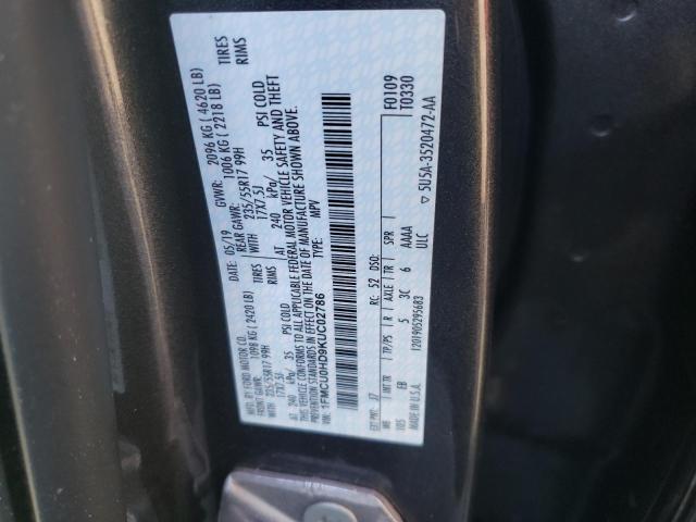 Photo 10 from auction – 2019 FORD ESCAPE SEL with VIN 1FMCU0HD9KUC02786