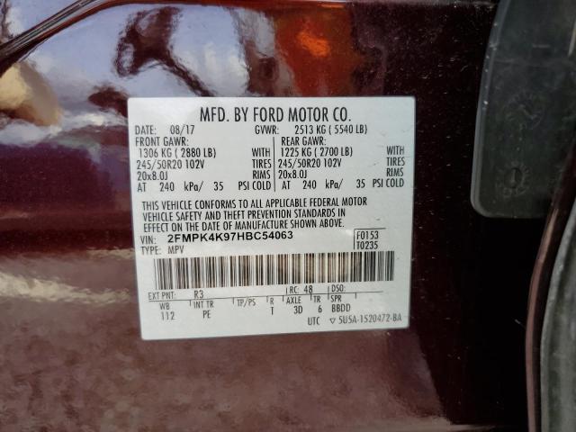 Photo 10 from auction – 2017 FORD EDGE TITAN with VIN 2FMPK4K97HBC54063