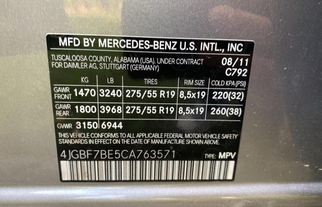 Photo 10 from auction – 2012 MERCEDES-BENZ GL 450 4MA with VIN 4JGBF7BE5CA763571