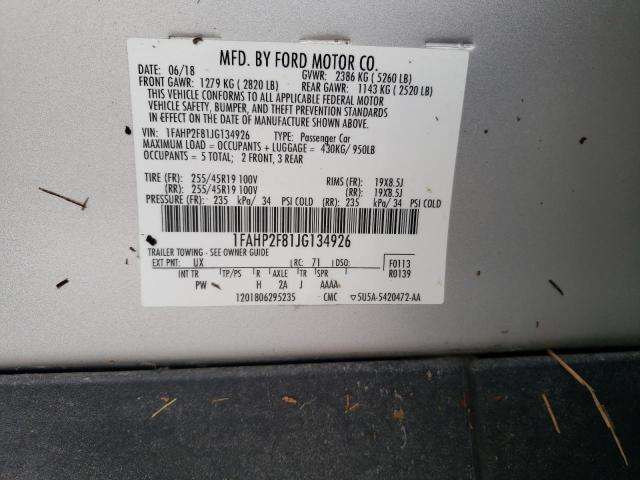 Photo 10 from auction – 2018 FORD TAURUS LIM with VIN 1FAHP2F81JG134926