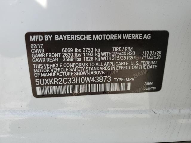 Photo 10 from auction – 2017 BMW X5 SDRIVE3 with VIN 5UXKR2C33H0W43873