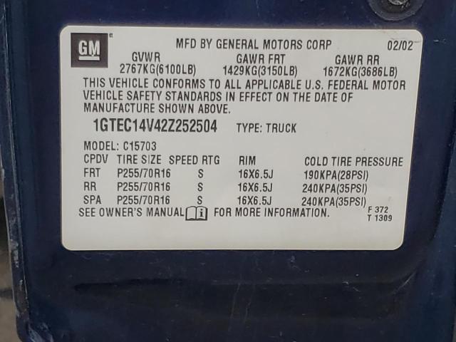 Photo 10 from auction – 2002 GMC NEW SIERRA with VIN 1GTEC14V42Z252504