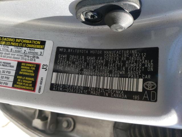 Photo 10 from auction – 2012 TOYOTA COROLLA BA with VIN 2T1BU4EE0CC834689