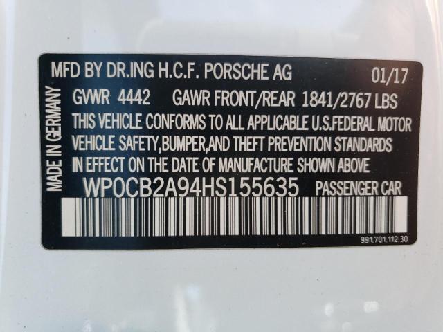 Photo 10 from auction – 2017 PORSCHE 911 CARRER with VIN WP0CB2A94HS155635