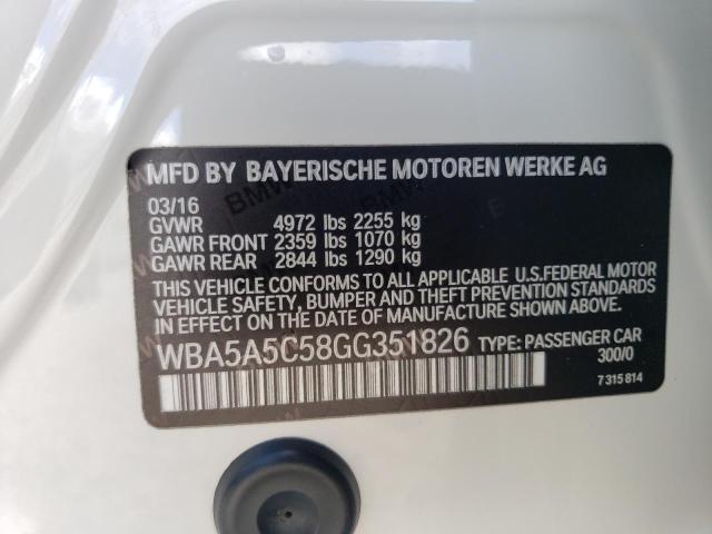 Photo 10 from auction – 2016 BMW 528 XI with VIN WBA5A5C58GG351826