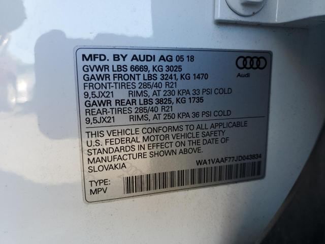 Photo 10 from auction – 2018 AUDI Q7 PRESTIG with VIN WA1VAAF77JD043834