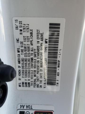 Photo 10 from auction – 2015 HONDA CR-V EXL with VIN 5J6RM4H76FL109097