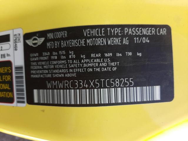 Photo 10 from auction – 2005 MINI COOPER with VIN WMWRC334X5TC58255