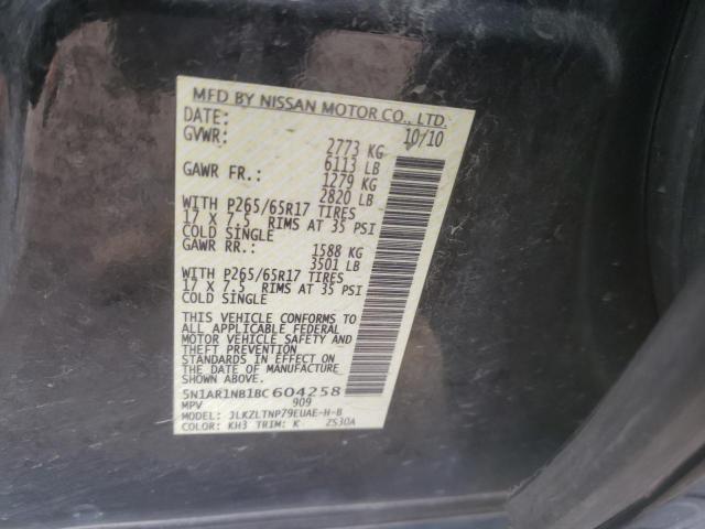 Photo 10 from auction – 2011 NISSAN PATHFINDER with VIN 5N1AR1NB1BC604258
