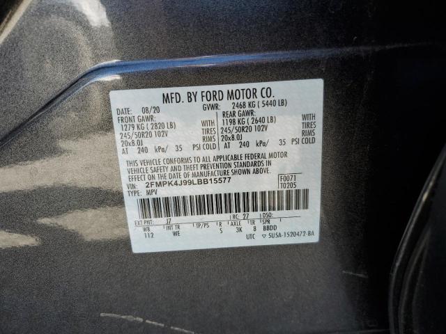 Photo 10 from auction – 2020 FORD EDGE SEL with VIN 2FMPK4J99LBB15577