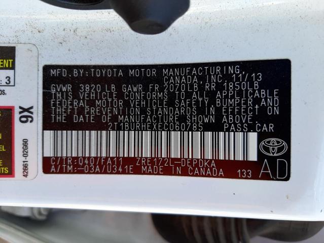 Photo 10 from auction – 2014 TOYOTA COROLLA L with VIN 2T1BURHEXEC060785