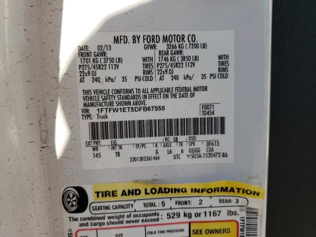 Photo 10 from auction – 2013 FORD F150 SUPER with VIN 1FTFW1ET5DFB67555