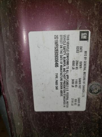 Photo 10 from auction – 2003 CHEVROLET IMPALA with VIN 2G1WF52E839336495