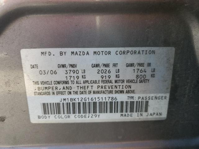 Photo 10 from auction – 2006 MAZDA 3 I with VIN JM1BK12G161511786