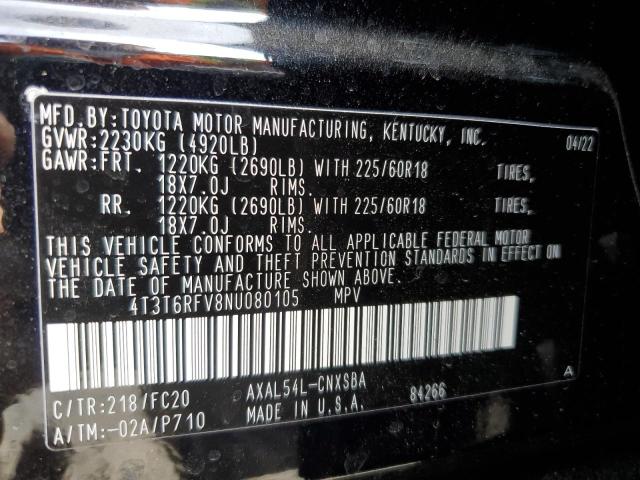 Photo 10 from auction – 2022 TOYOTA RAV4 SE with VIN 4T3T6RFV8NU080105