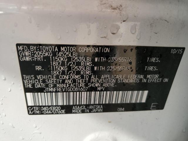 Photo 10 from auction – 2016 TOYOTA RAV4 SE with VIN JTMNFREV1GD081607