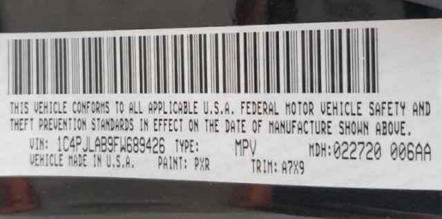 Photo 10 from auction – 2015 JEEP CHEROKEE S with VIN 1C4PJLAB9FW689426