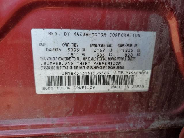 Photo 10 from auction – 2006 MAZDA 3 HATCHBAC with VIN JM1BK343161533583
