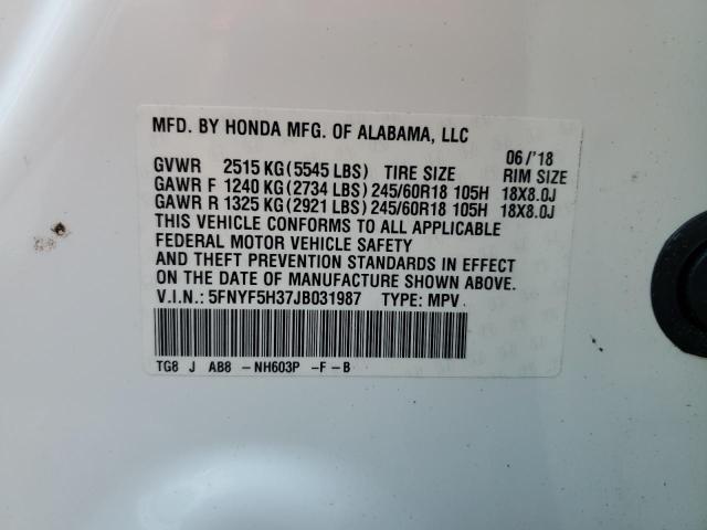 Photo 10 from auction – 2018 HONDA PILOT EX with VIN 5FNYF5H37JB031987