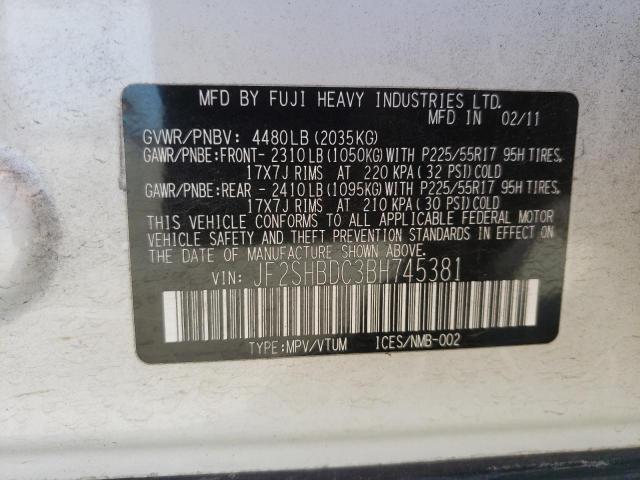 Photo 10 from auction – 2011 SUBARU FORESTER 2 with VIN JF2SHBDC3BH745381