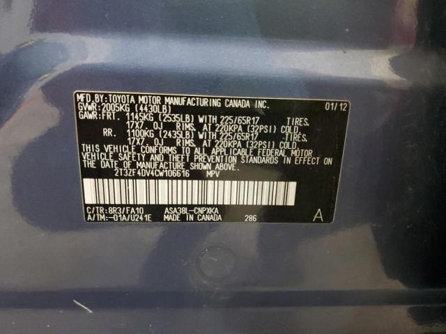 Photo 10 from auction – 2012 TOYOTA RAV4 with VIN 2T3ZF4DV4CW106616