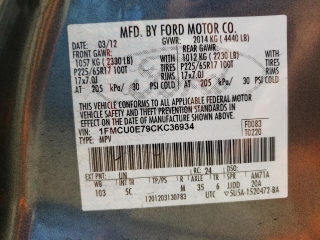 Photo 10 from auction – 2012 FORD ESCAPE LIM with VIN 1FMCU0E79CKC36934