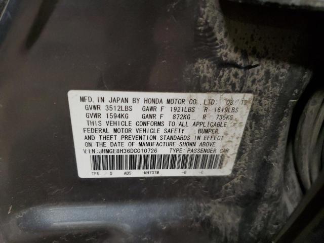 Photo 10 from auction – 2013 HONDA FIT with VIN JHMGE8H36DC010726