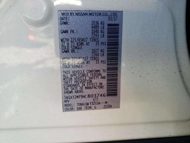 Photo 10 from auction – 2017 NISSAN ROGUE S with VIN 5N1AT2MT9HC803746