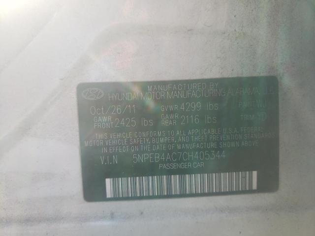 Photo 10 from auction – 2012 HYUNDAI SONATA GLS with VIN 5NPEB4AC7CH405344