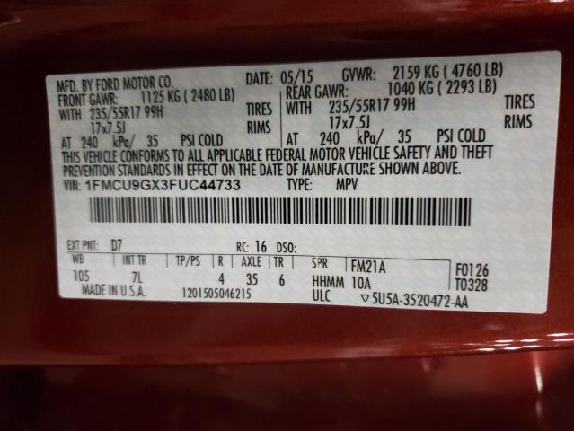 Photo 10 from auction – 2015 FORD ESCAPE SE with VIN 1FMCU9GX3FUC44733