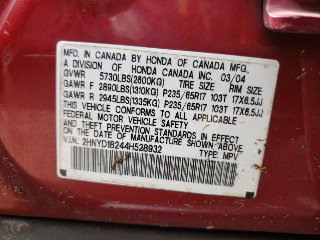 Photo 10 from auction – 2004 ACURA MDX with VIN 2HNYD18244H528932