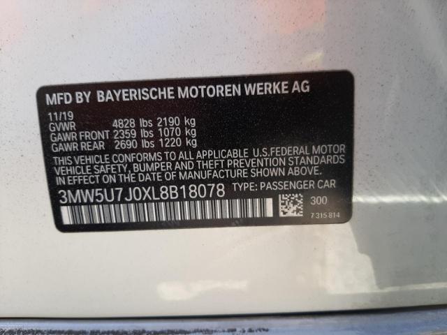 Photo 10 from auction – 2020 BMW 330XI with VIN 3MW5U7J0XL8B18078