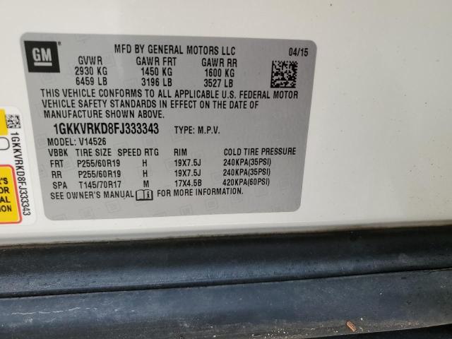 Photo 10 from auction – 2015 GMC ACADIA SLT with VIN 1GKKVRKD8FJ333343