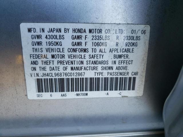 Photo 10 from auction – 2006 ACURA TSX with VIN JH4CL96876C012867