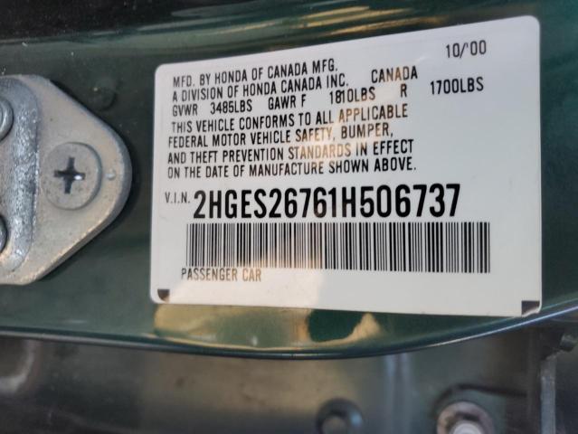 Photo 10 from auction – 2001 HONDA CIVIC EX with VIN 2HGES26761H506737