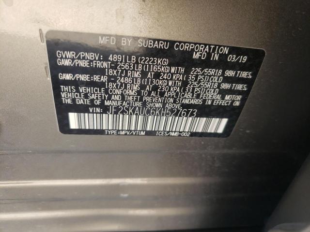 Photo 10 from auction – 2019 SUBARU FORESTER L with VIN JF2SKAUC6KH527673